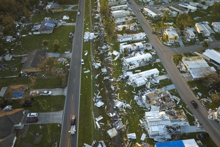 Badly damaged mobile homes after hurricane Ian in Florida | Dorcey Law Firm